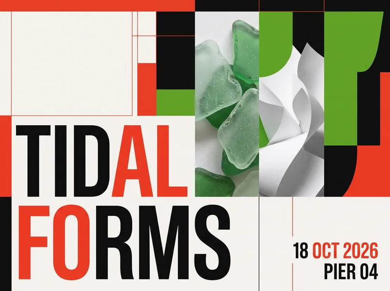 Nano Banana 2.1 exhibition poster with TIDAL FORMS, 18 OCT 2026 and PIER 04 lettering